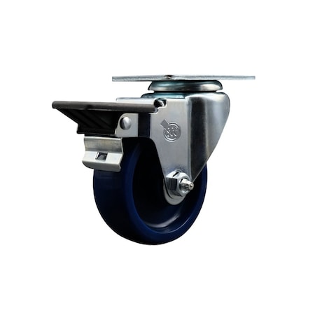 Service Caster 3.5'' Solid Poly Wheel Swivel Top Plate Caster Posi Brake SCC-20S3514-SPUS-PLB